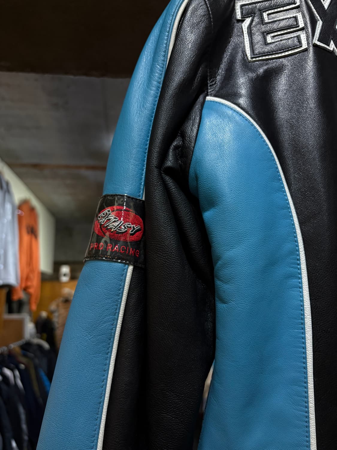 extasy 퍄치 포인트 레더 레이싱자켓 상품이미지5