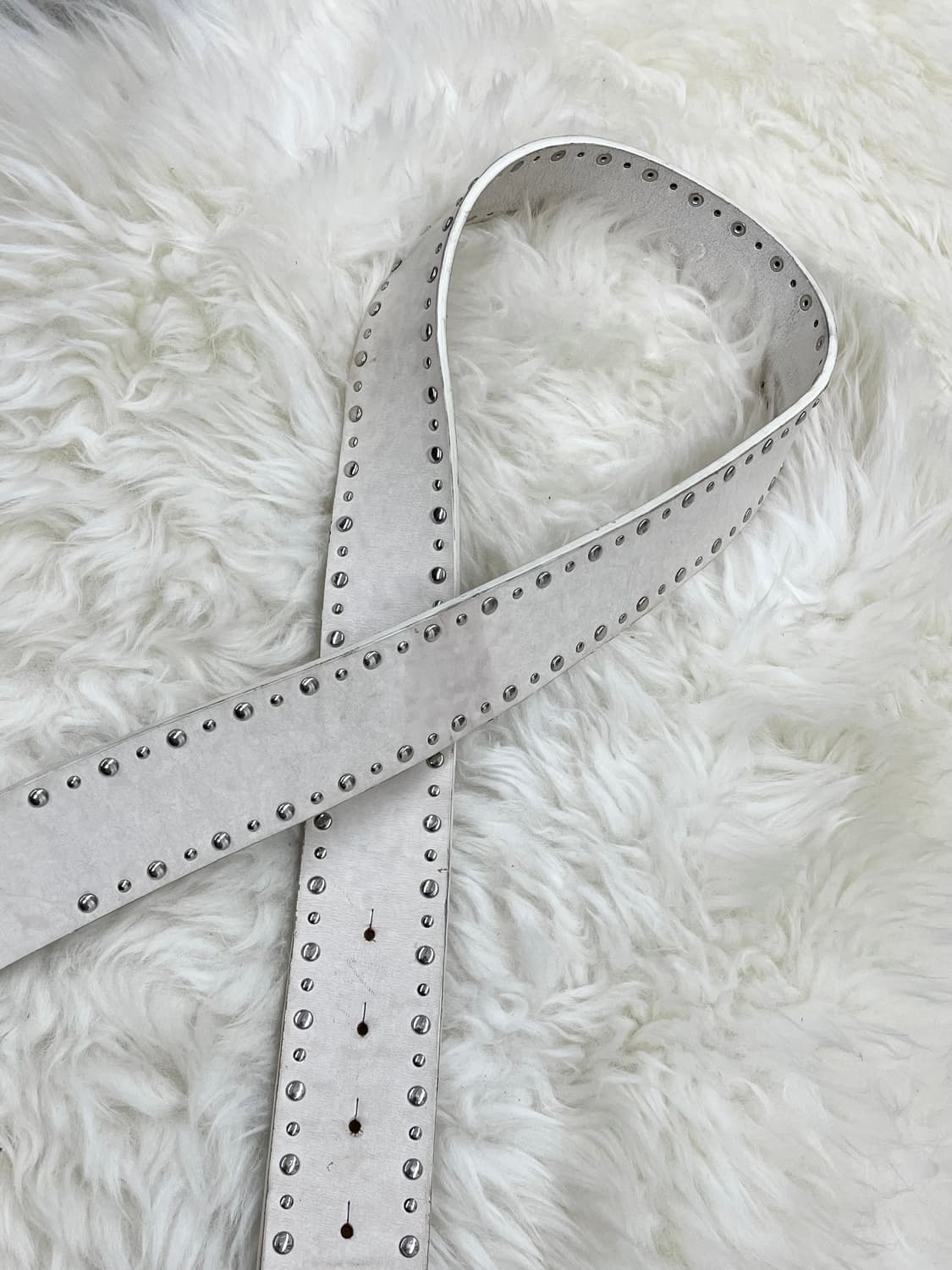 리얼레더 화이트 스터드 버클 벨트 상품이미지7