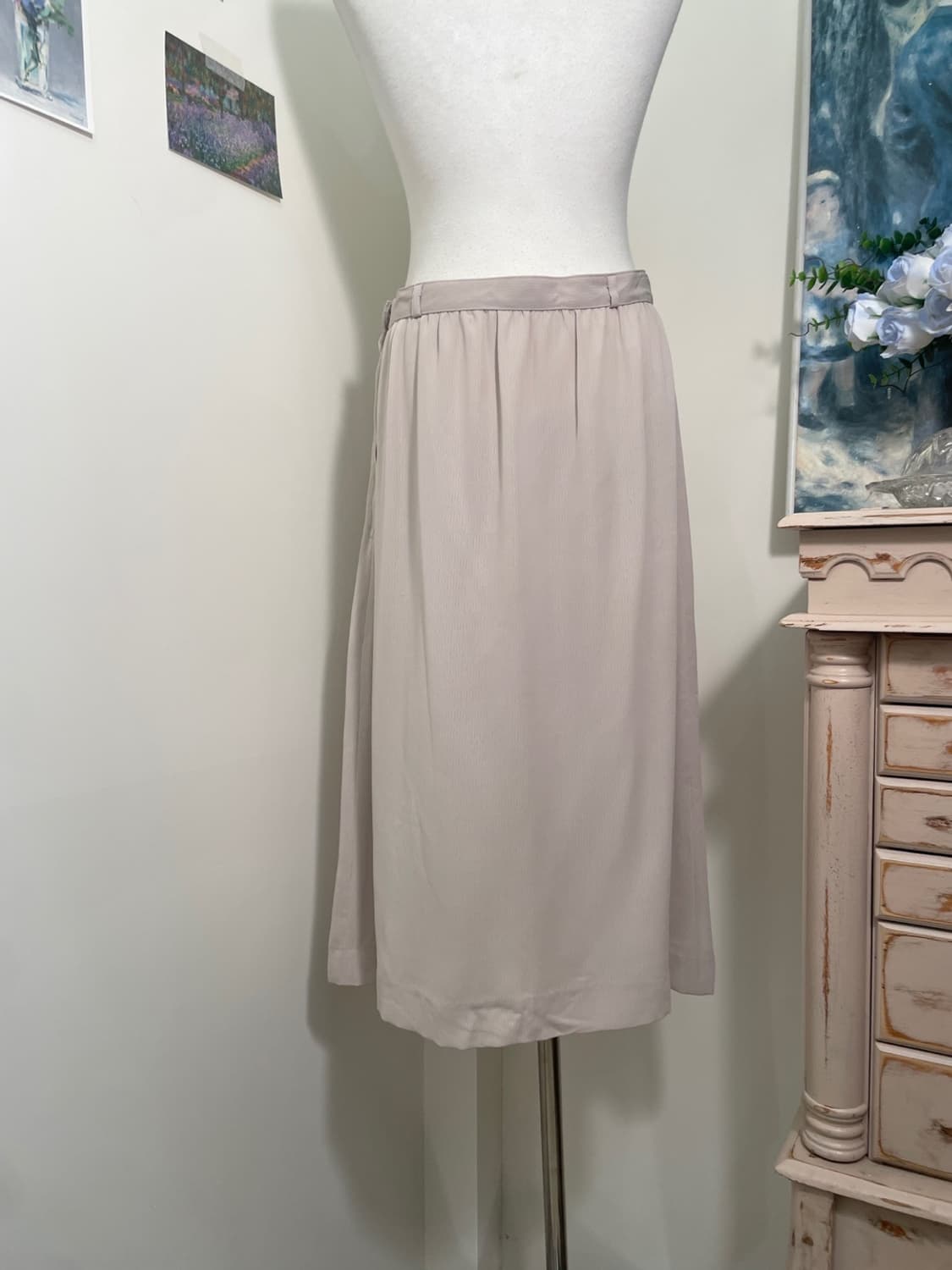 sheer gray pleats point summer skirt 상품이미지4