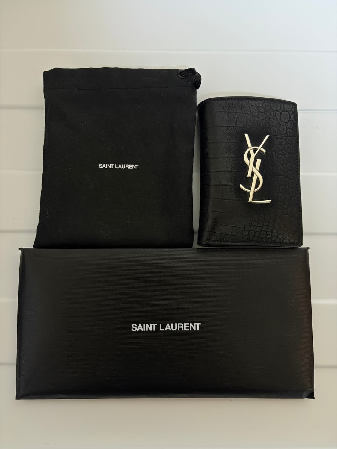 [한정판] 생로랑 크로커다일 오거나이저 은장 블랙 풀박스 상품이미지1