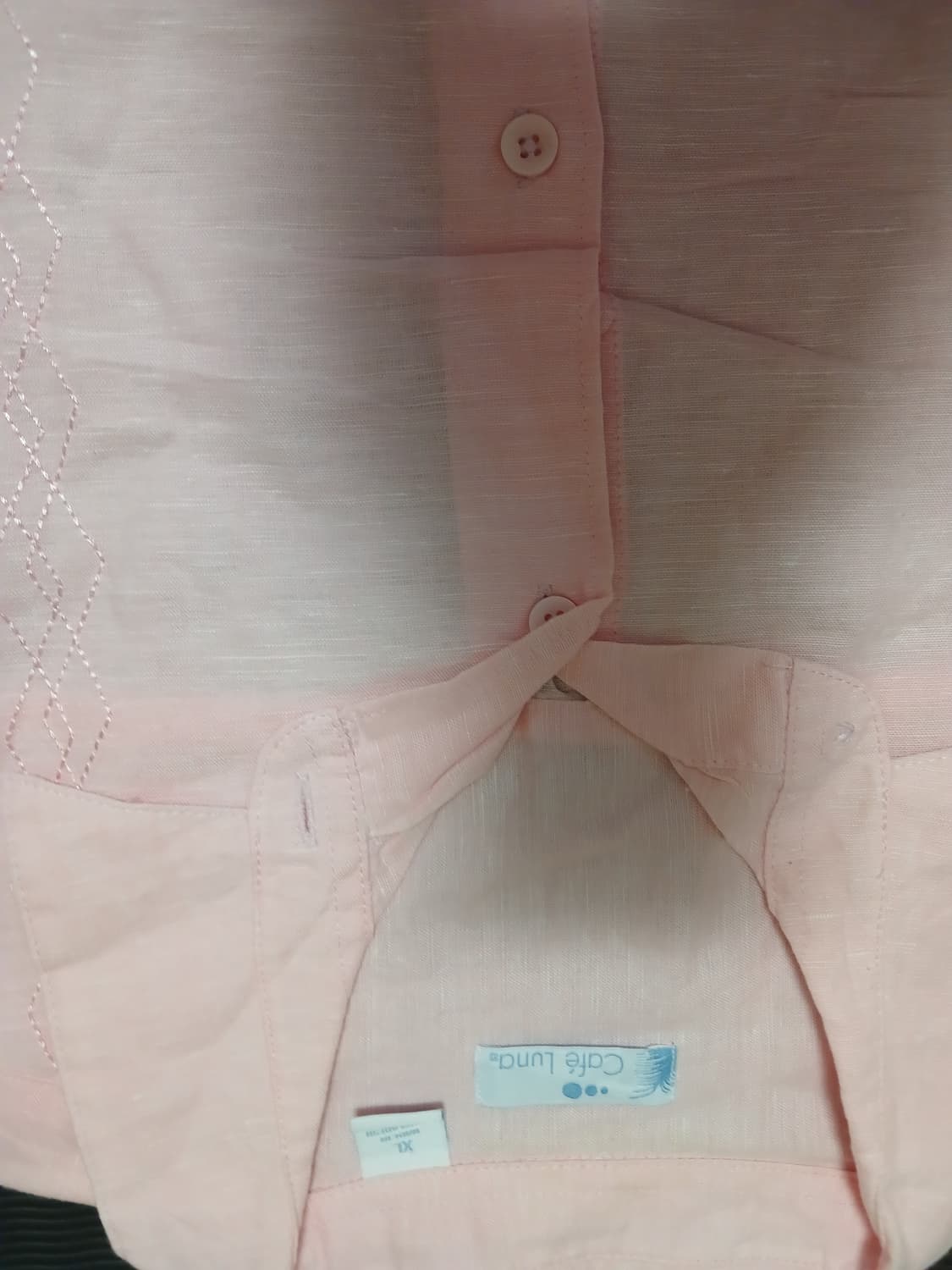 Cafe luna 자수 디테일 린넨 반팔 셔츠 상품이미지2