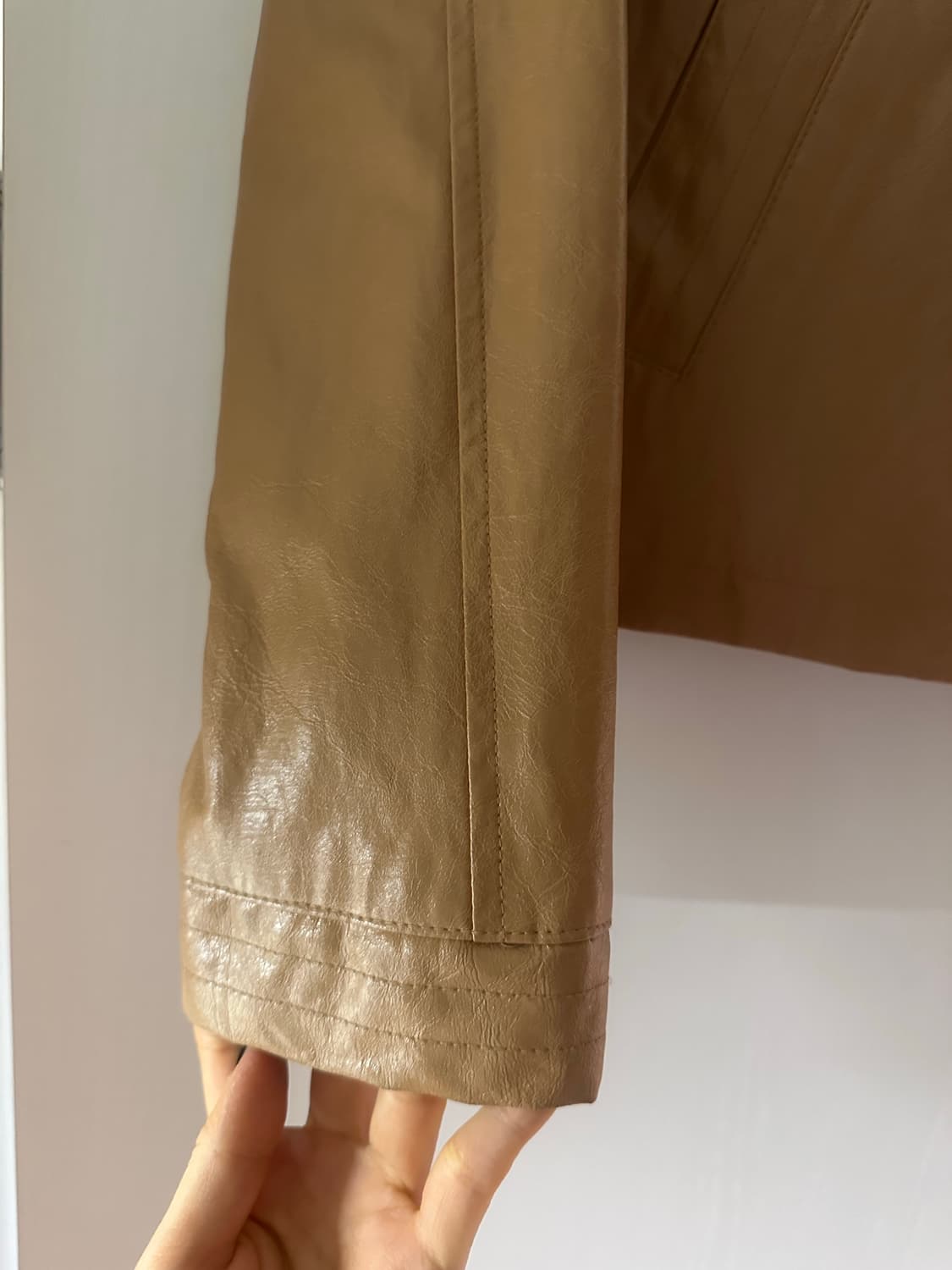 베이지 레더자켓 상품이미지4