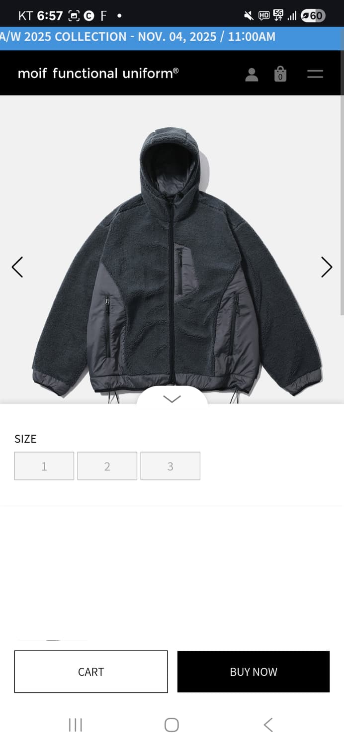 (3) 모이프 하이커 후디드 플리스 점퍼 (그레이) 상품이미지1