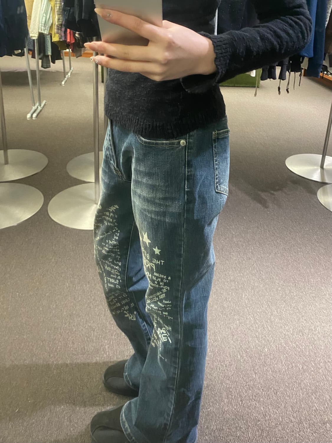 OS)일본 빈티지 여성 프린팅 부츠컷 데님팬츠 상품이미지3