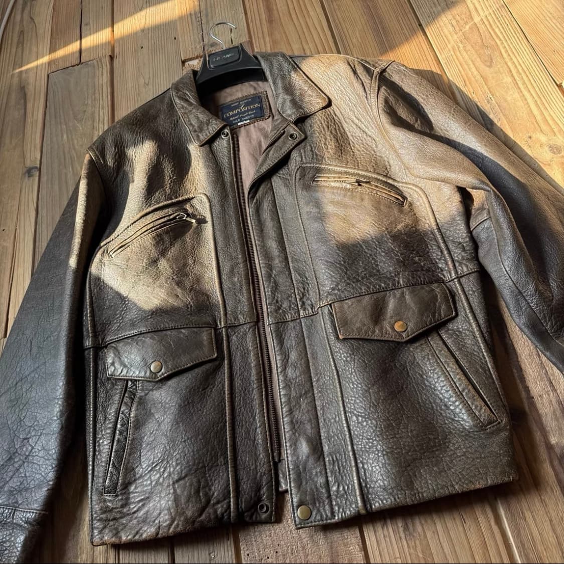 프랑스 빈티지 워싱 램스킨 멘도자 레더 자켓 상품이미지2