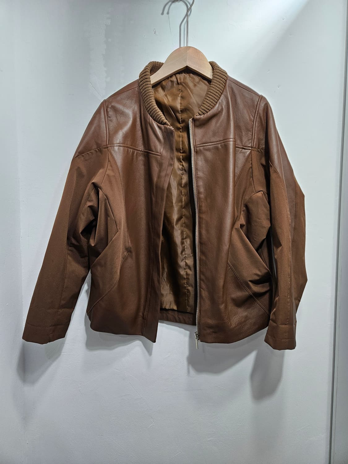 브라운 양가죽 봄버 자켓 상품이미지1