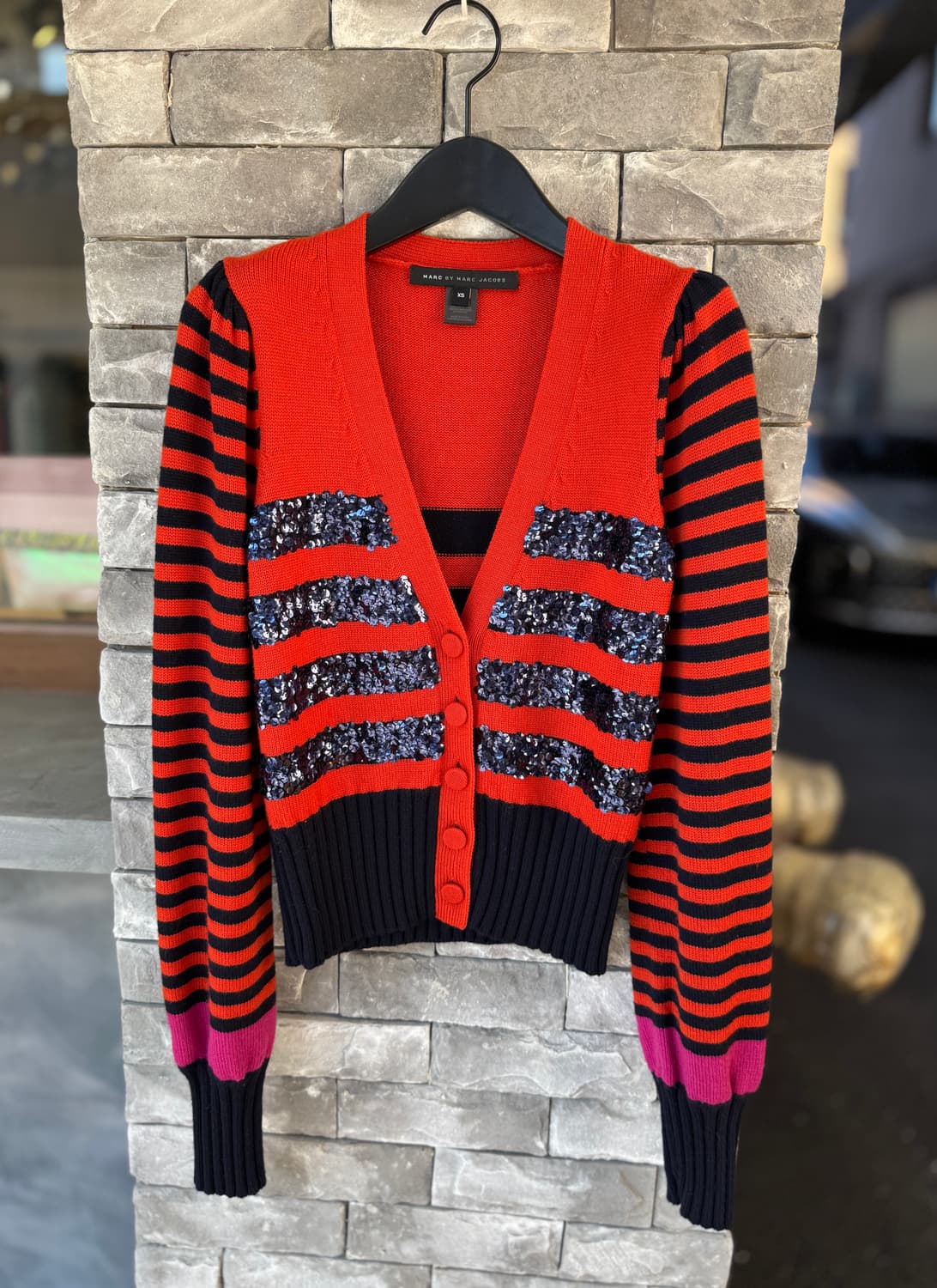 새상품 Marc by Marc Jacobs 스트라이프 가디건 XS(44, 상품이미지1