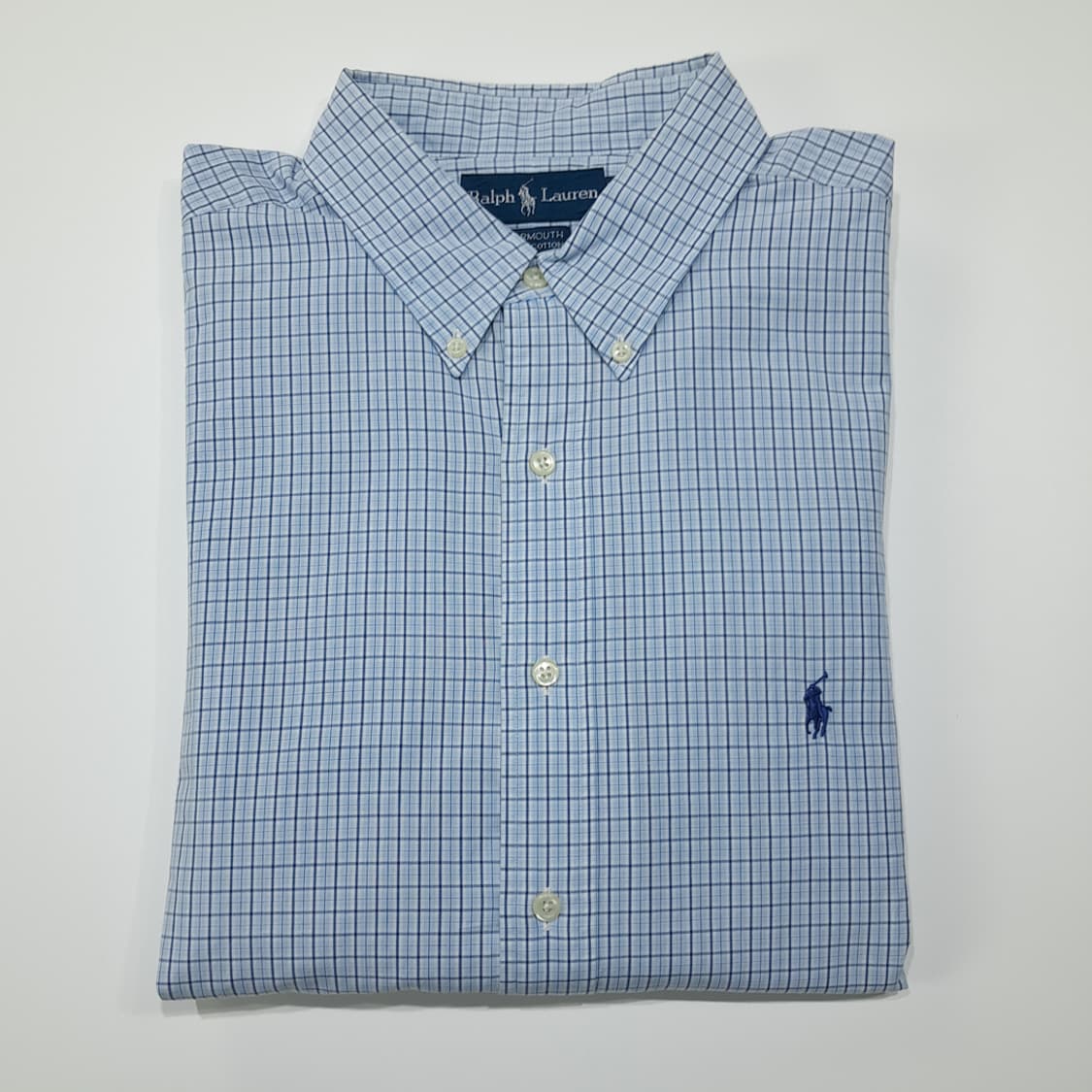 CL434 XL 폴로 90s 말레이시아판 코튼 체크 블루 셔츠 남방 상품이미지8