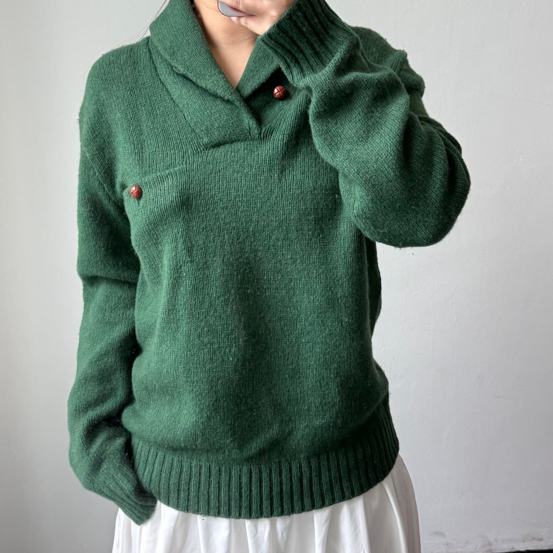 [L] 폴로 그린 숄 카라 니트 상품이미지2