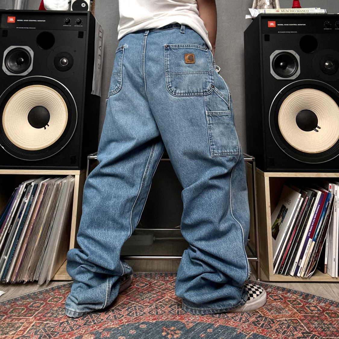 칼하트 더블니 가죽탭 데님팬츠 상품이미지1