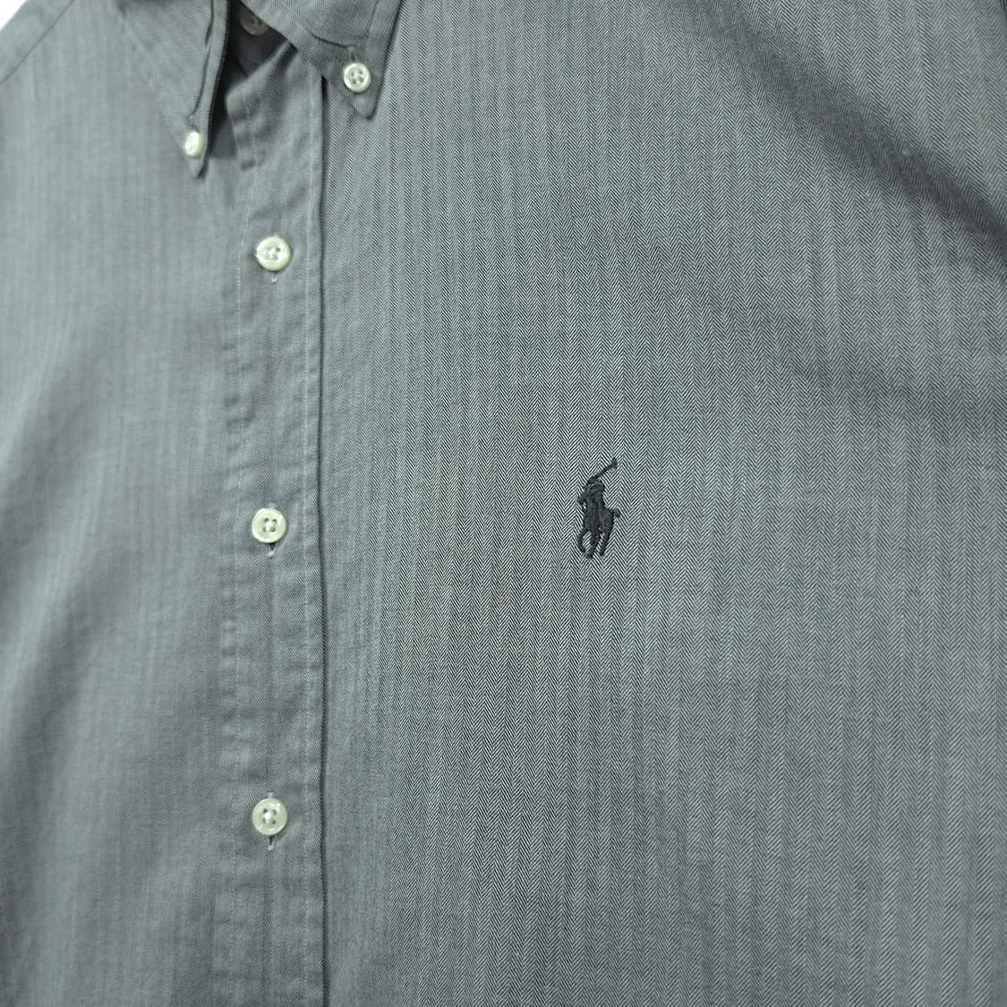 [XL] 폴로 그레이 마이크로체크 블레이크 코튼 긴팔셔츠 상품이미지4