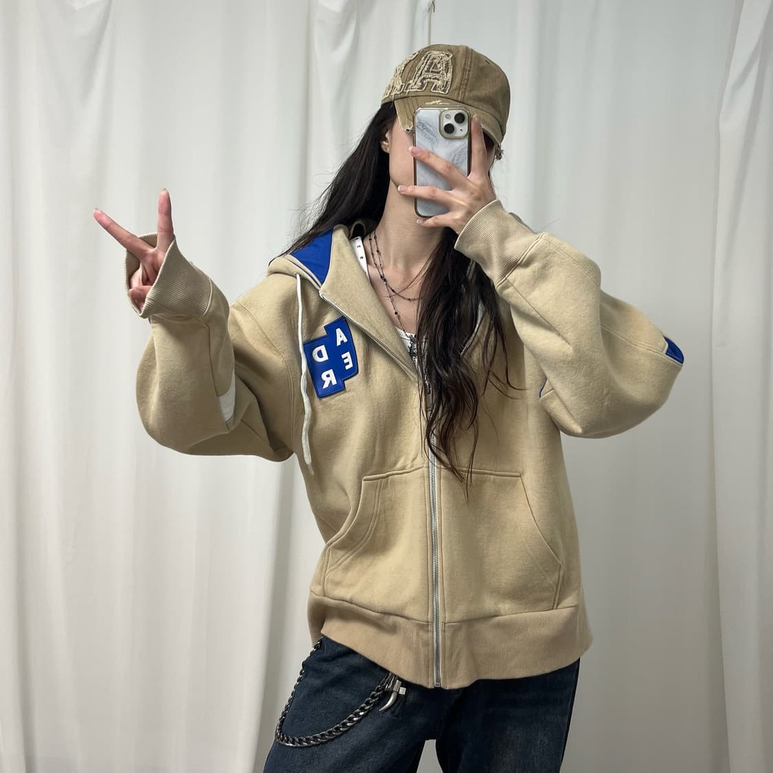 ADER ERROR beige double hood zip-up 상품이미지2