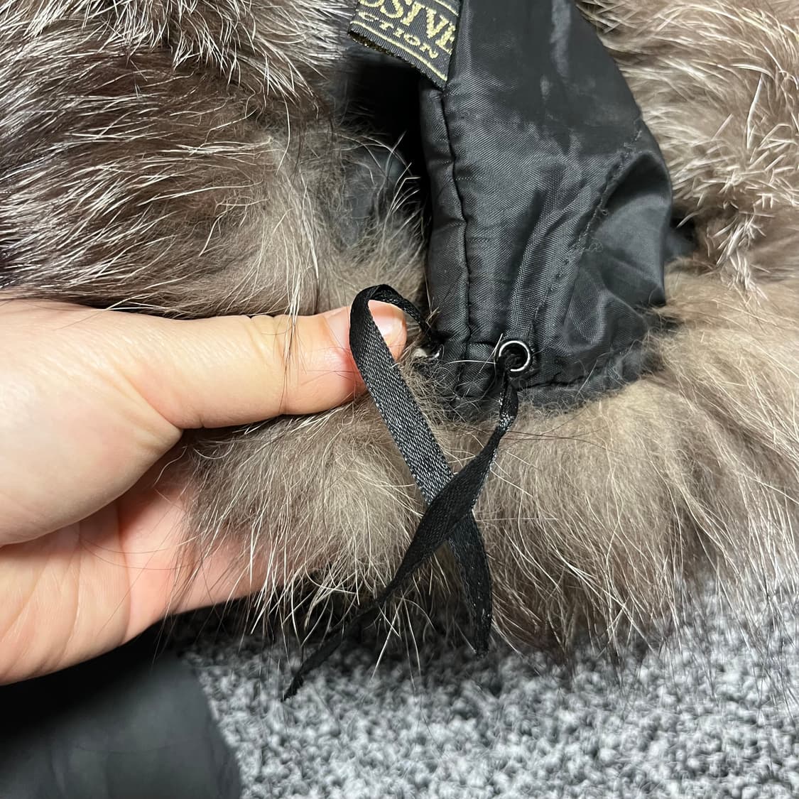 빈티지 레자 귀돌이 털 모자 블랙 상품이미지4