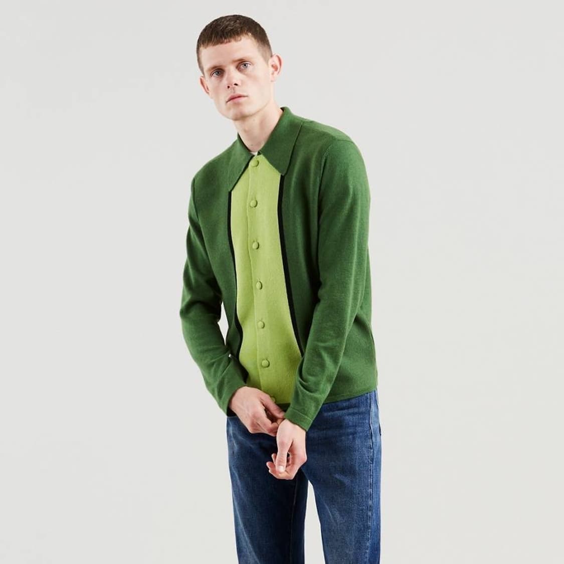 lvc 오픈 칼라 셔츠 가디건 그린 M 상품이미지1