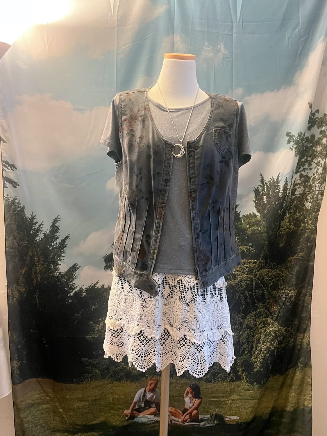 Floral Washing Cotton Charcoal Vest Char 상품이미지1