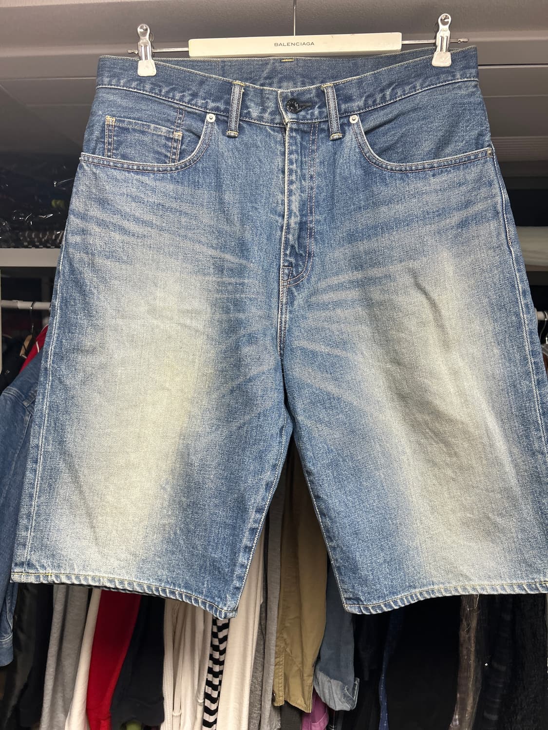 BAPE 베이프 백 레터링 데님 쇼츠 XL 상품이미지6