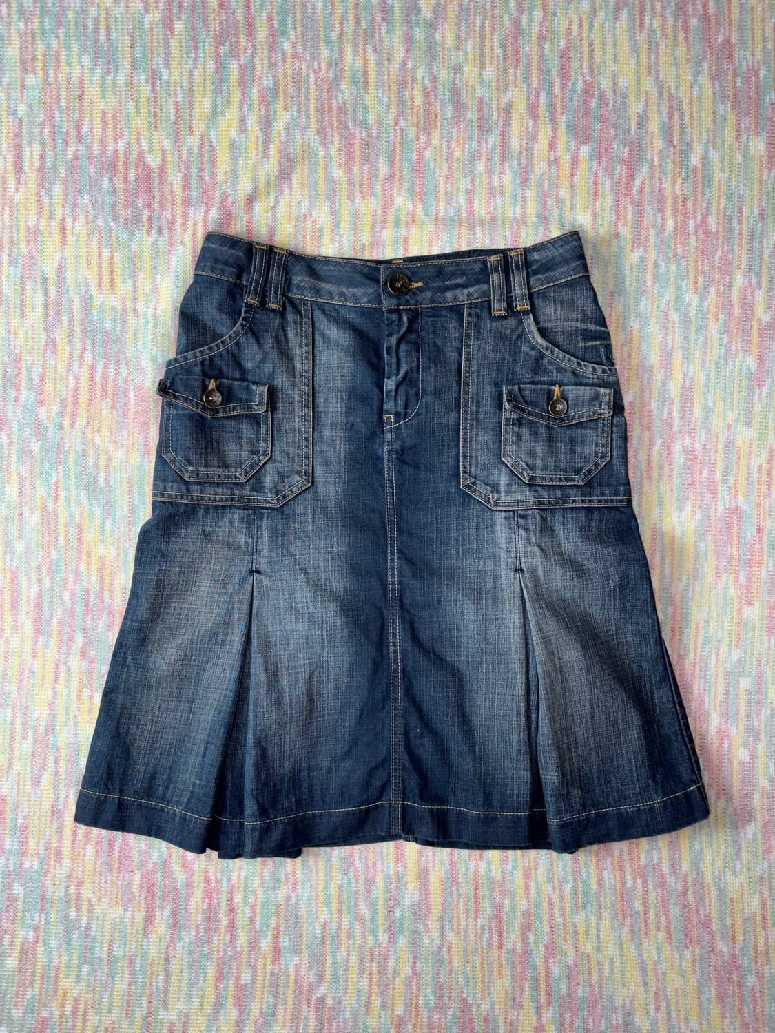 빈티지 워싱 데님 미디 스커트 상품이미지6