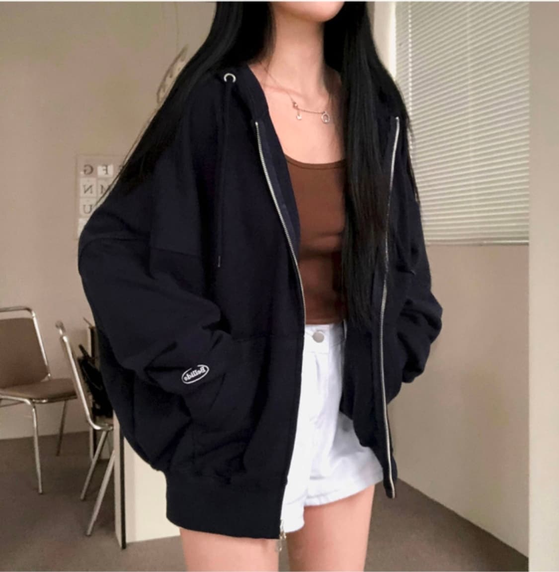 베이델리 루즈핏 투웨이 후드집업 네이비 상품이미지1