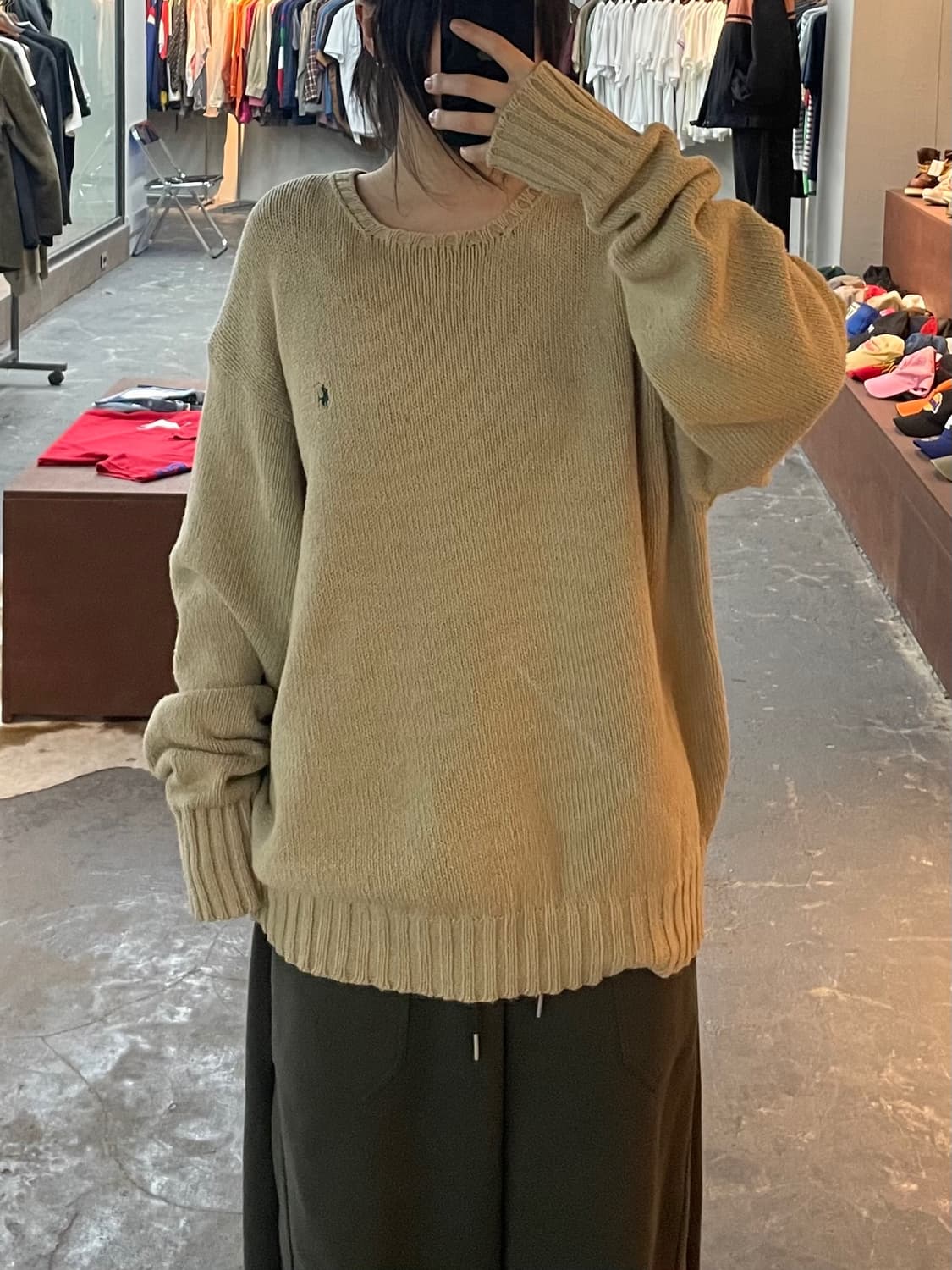 폴로 랄프로렌 베이지 라운드넥 니트 H2578 상품이미지1