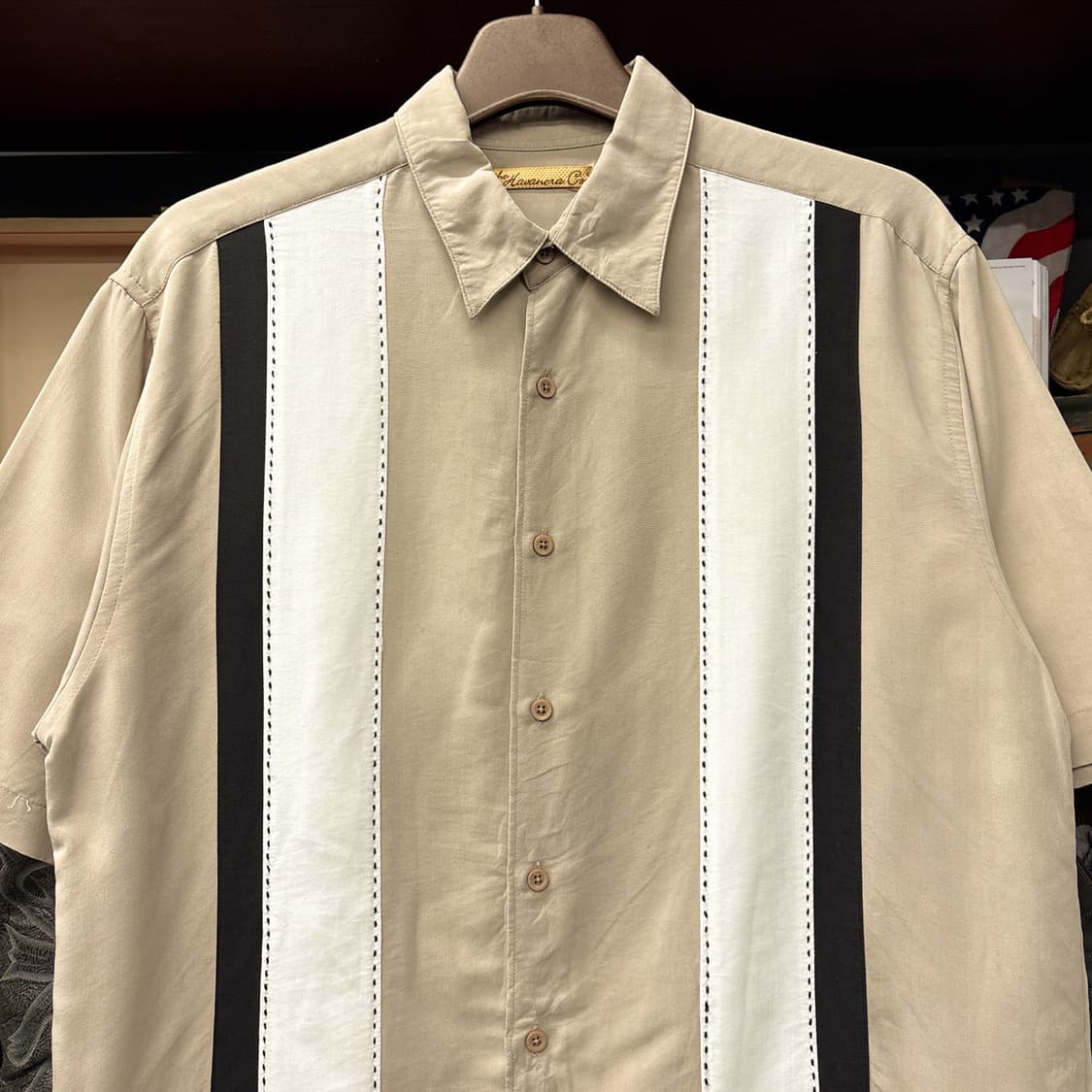 90s 하바네라 버티컬 스티치 패널 구아야베라 쿠바셔츠 N1267 상품이미지3