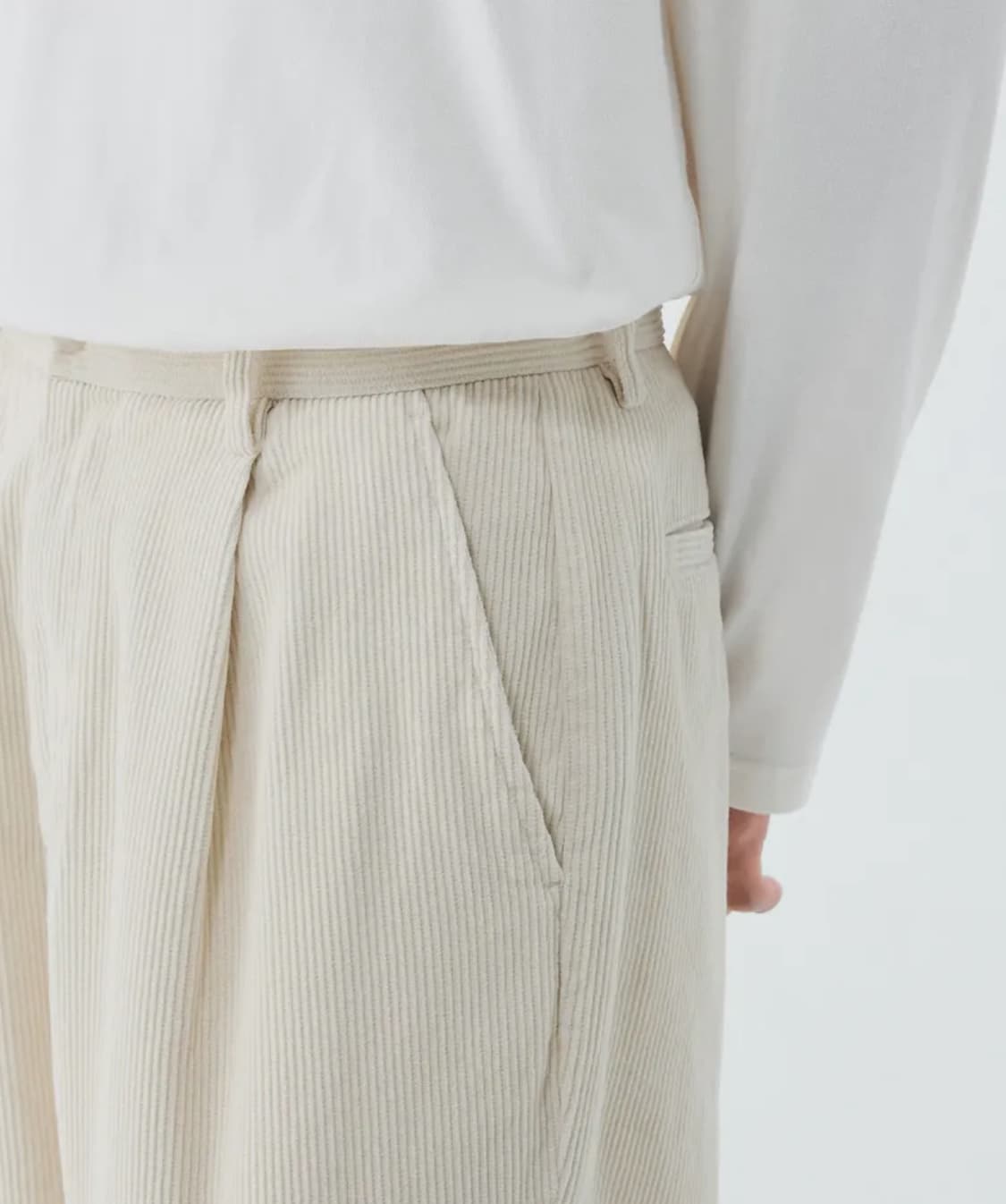 무신사 스탠다드 와이드 코듀로이 팬츠 크림 상품이미지4