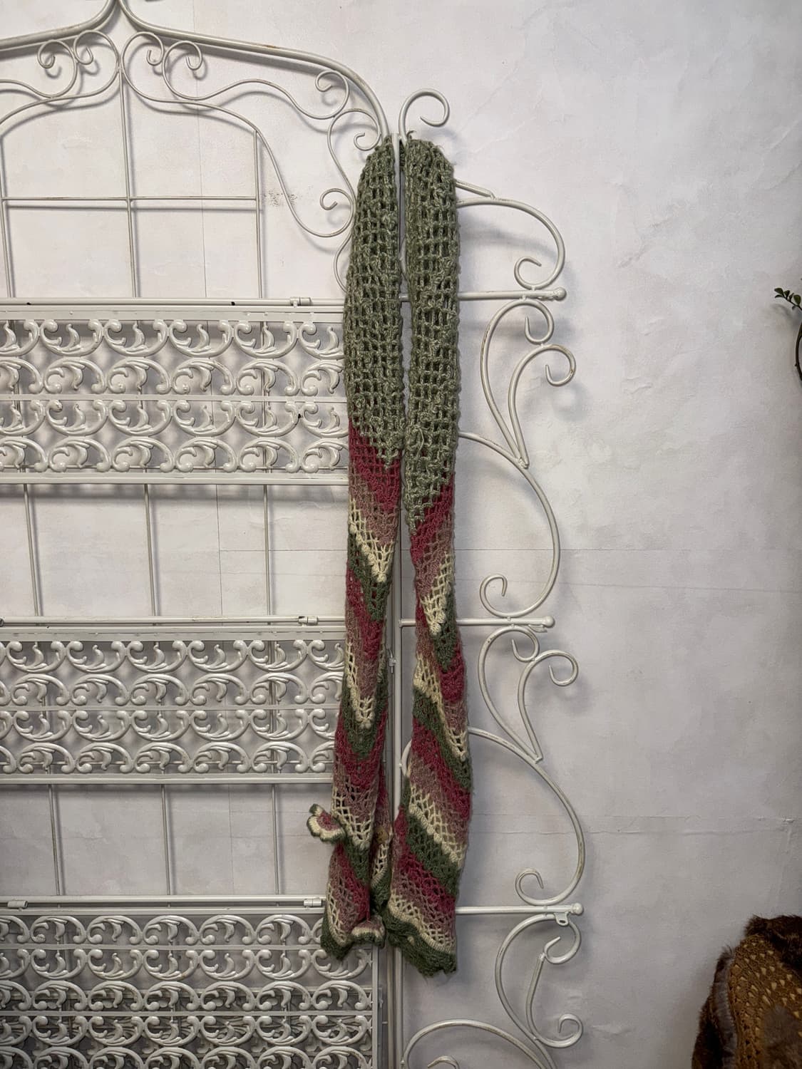 Mute pink green crochet flower muffler 상품이미지4