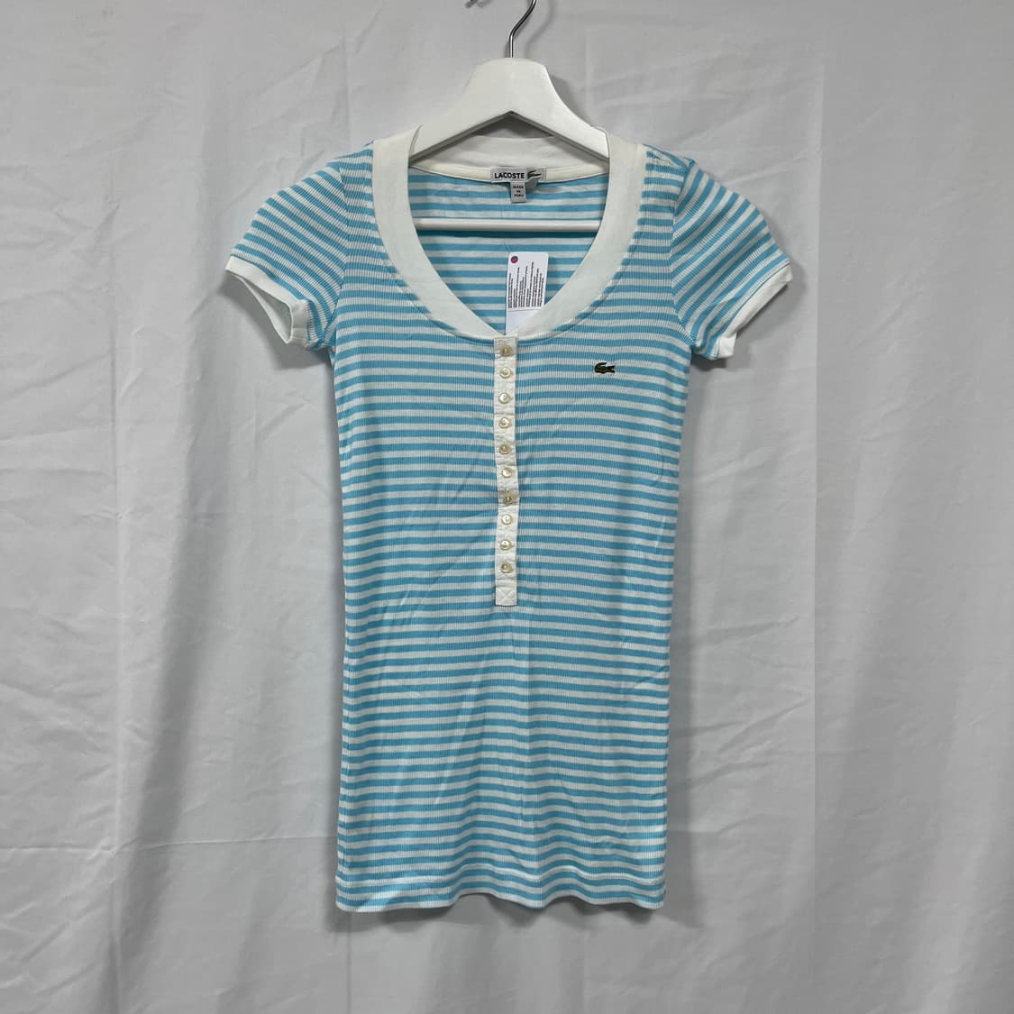 라코스테 슬림핏 스트라이프 헨리넥 반팔 (새상품) 상품이미지1