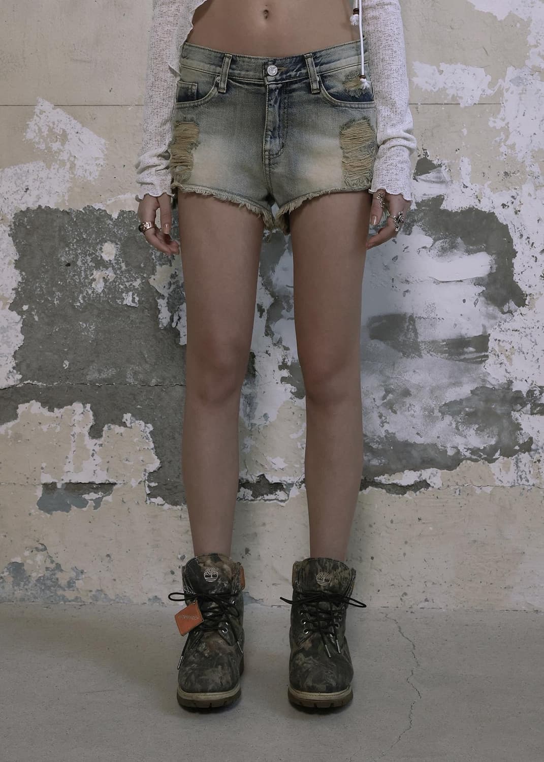 24VER. DAMAGE WASHING SHORTS, BLUE 상품이미지1