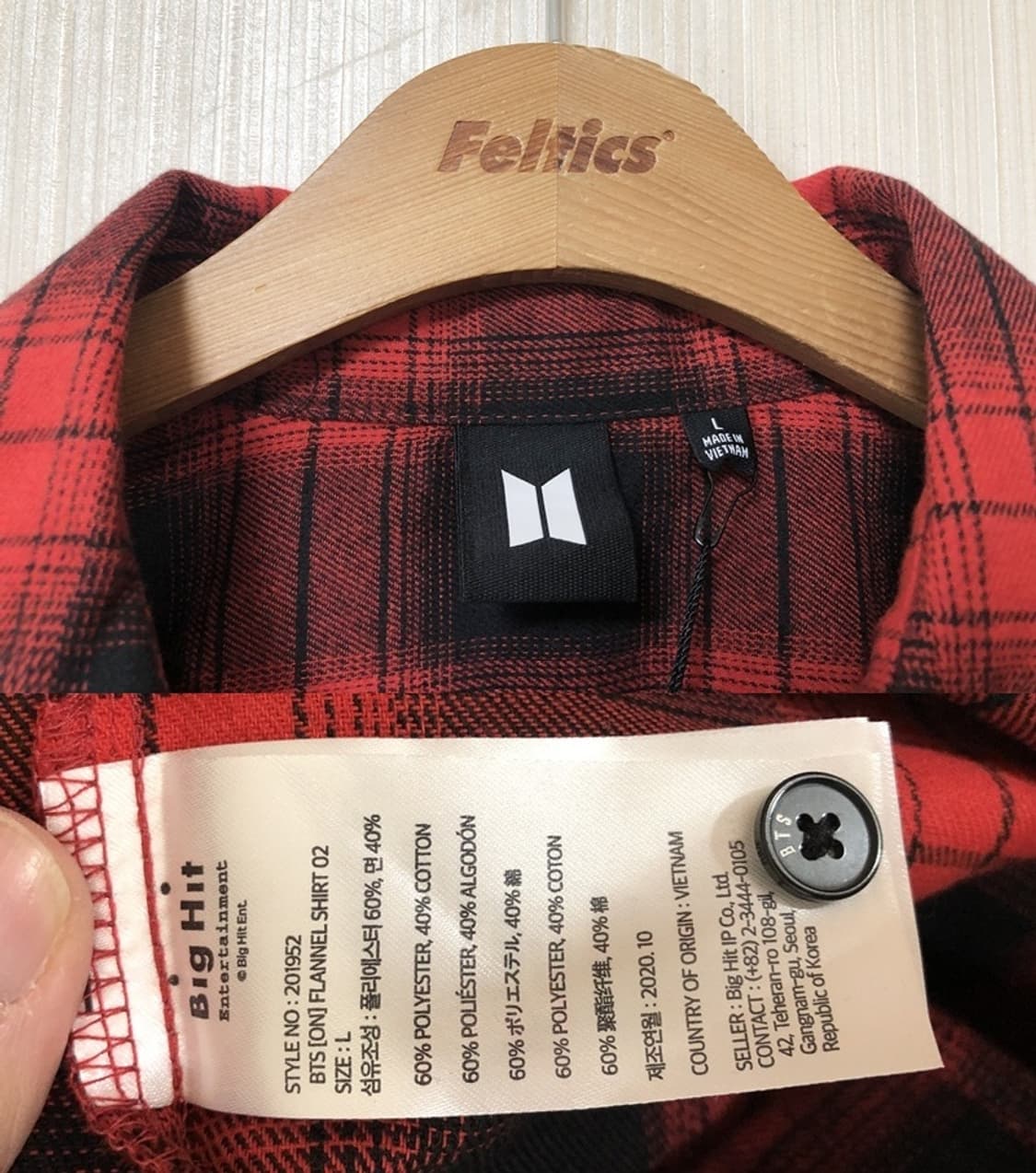 BTS 방탄소년단 'ON' 플란넬 체크셔츠 L 상품이미지5
