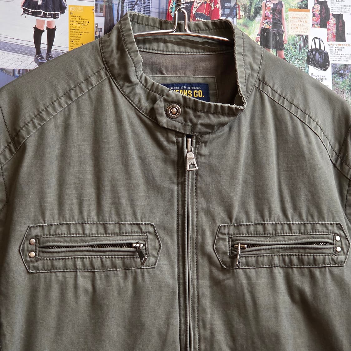빈티지 포켓 포인트 카키 코튼 워크 자켓 상품이미지3