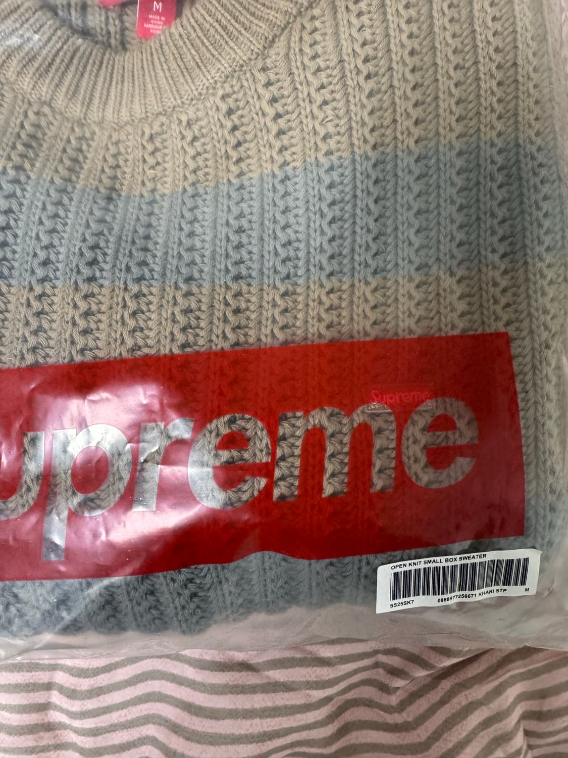 [ M ] 슈프림 루즈 게이지 스트라이프 스웨터 카키 상품이미지4