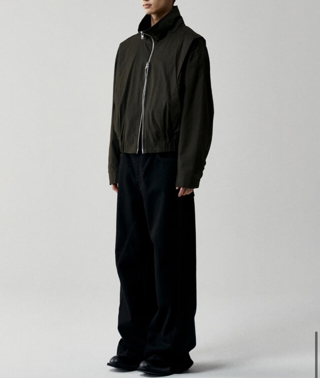 [새상품] 르마드 코튼 하이넥 숏 블루종 자켓 카키 상품이미지4