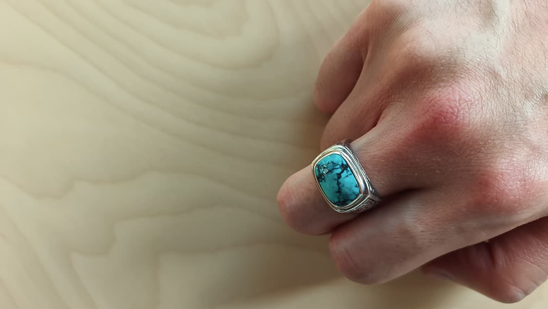 터키석 인디언 실버 반지 약 19호 상품이미지4