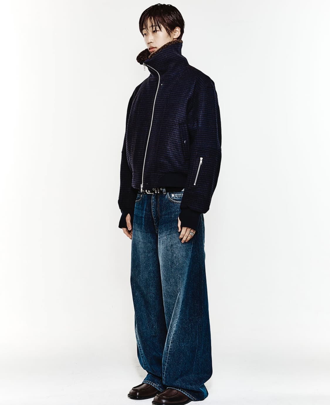 (Navy) 알렌느 하이넥 크롭 울 블루종 (2size) 상품이미지3