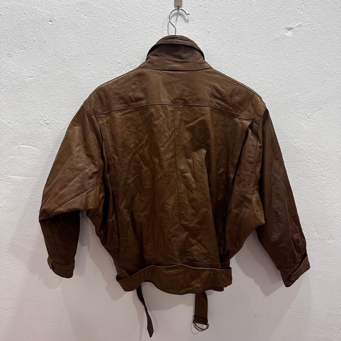브라운 벨티드 램스킨 가죽 봄버 자켓M-L 상품이미지9