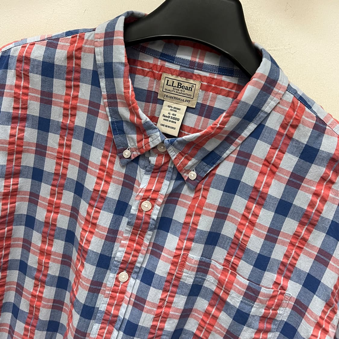 L.L.Bean 엘엘빈 오가닉 코튼 시어서커 체크 셔츠 남방 해외 XL 상품이미지3