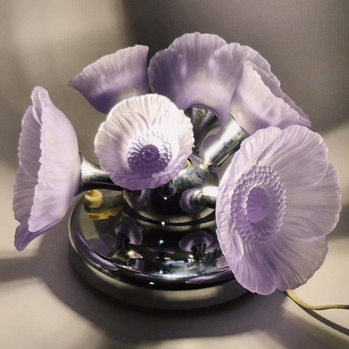 70s 호야 크리스탈 불투명 바람꽃 퍼플 조명 상품이미지8