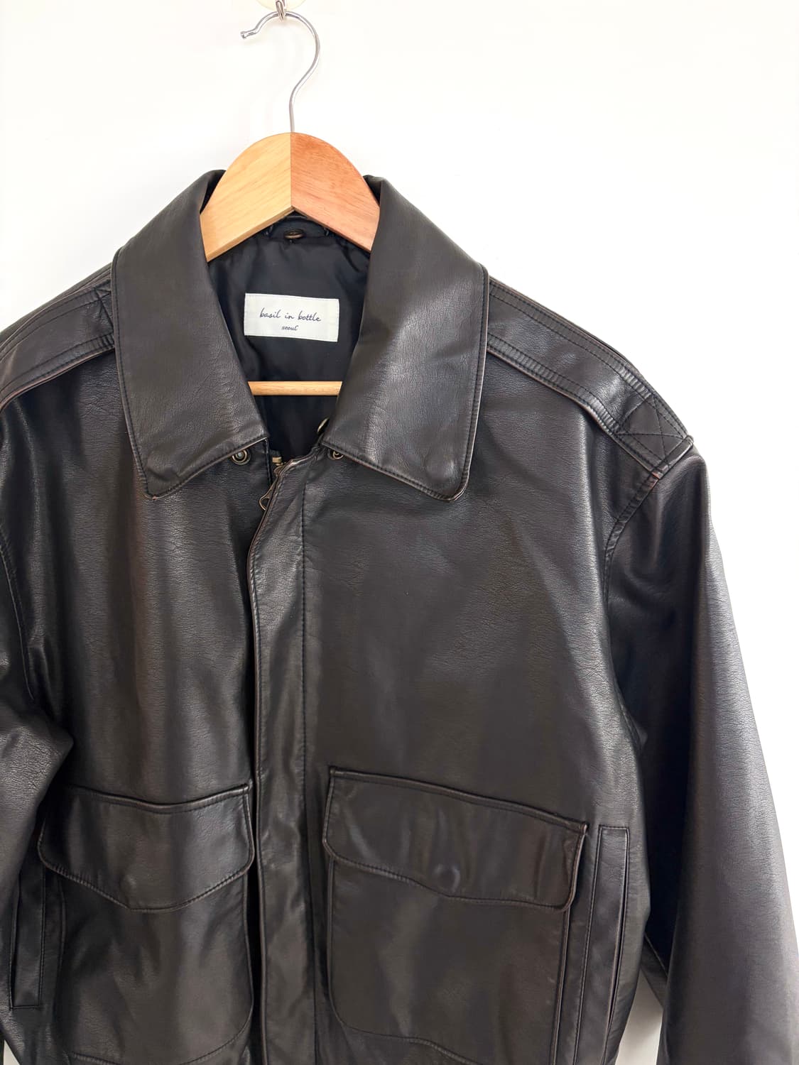 바질인보틀 브라운 가죽자켓 상품이미지2