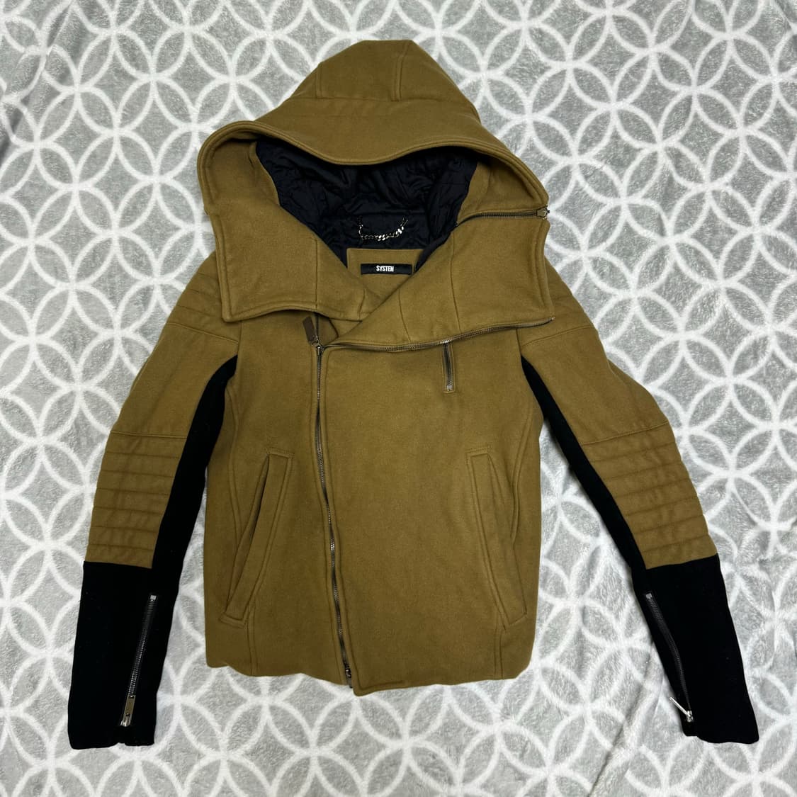 릭오웬스st 울 후드 라이더자켓 상품이미지2