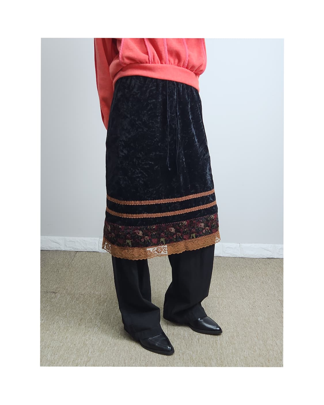 벨벳 레이스 스커트 상품이미지1