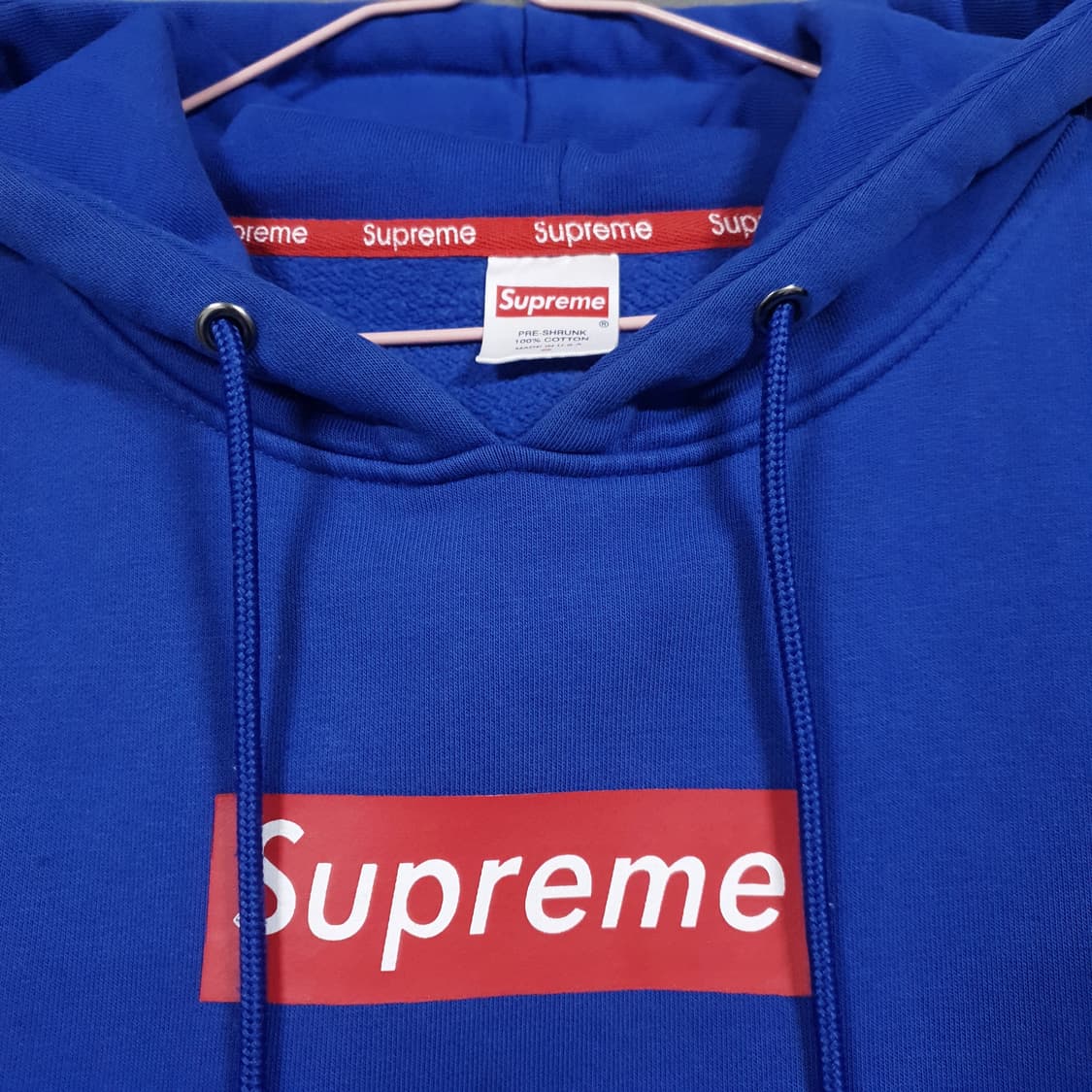 실측 M) 슈프림 X 챔피온 박스 로고 후드티 스웻셔츠 후디 블루 상품이미지2