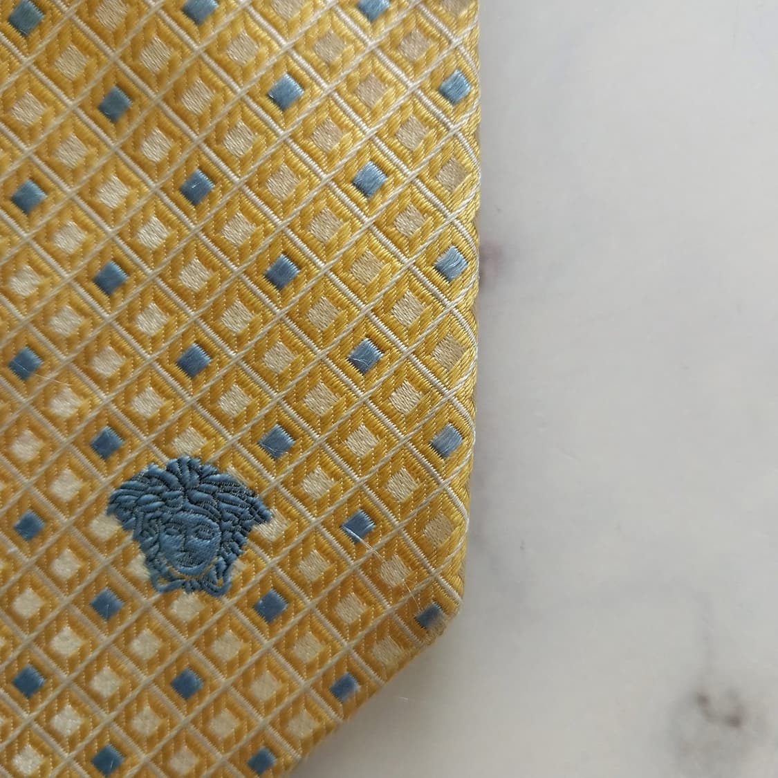 베르사체 실크 옐로 다이아 패턴 넥타이 8.9cm A-~B등급 K1390 상품이미지8