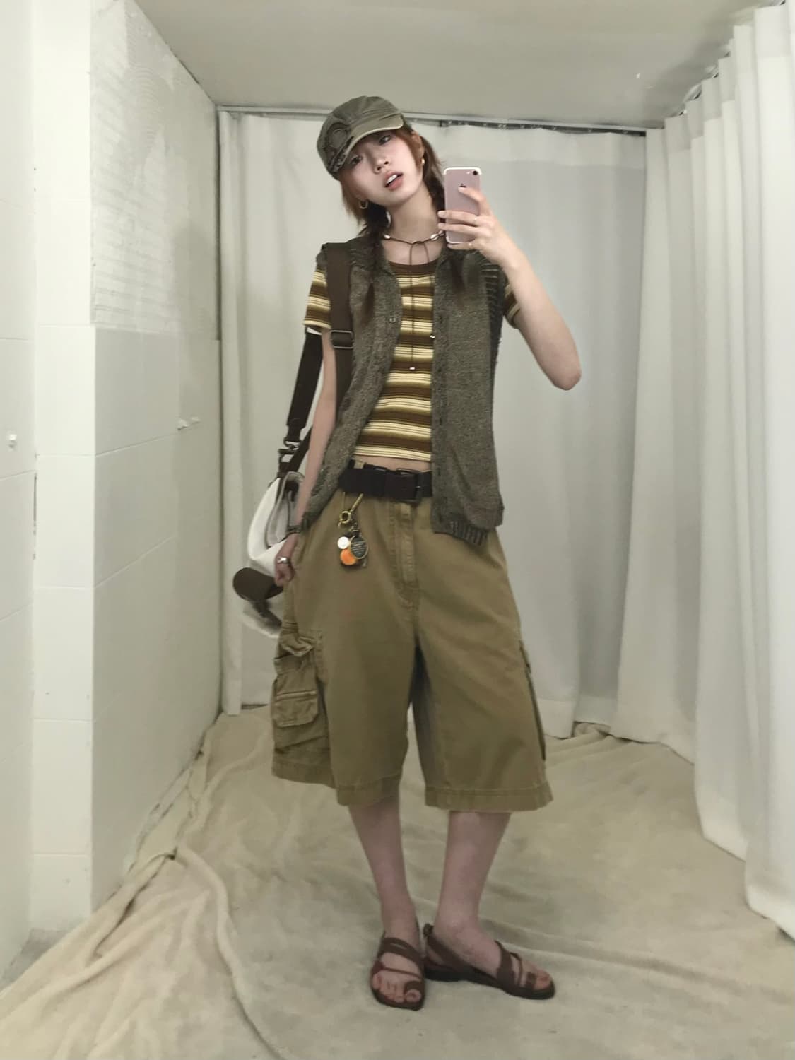 🧳 빈티지 카키 브라운 히피 스트릿 코디 세트 상품이미지1