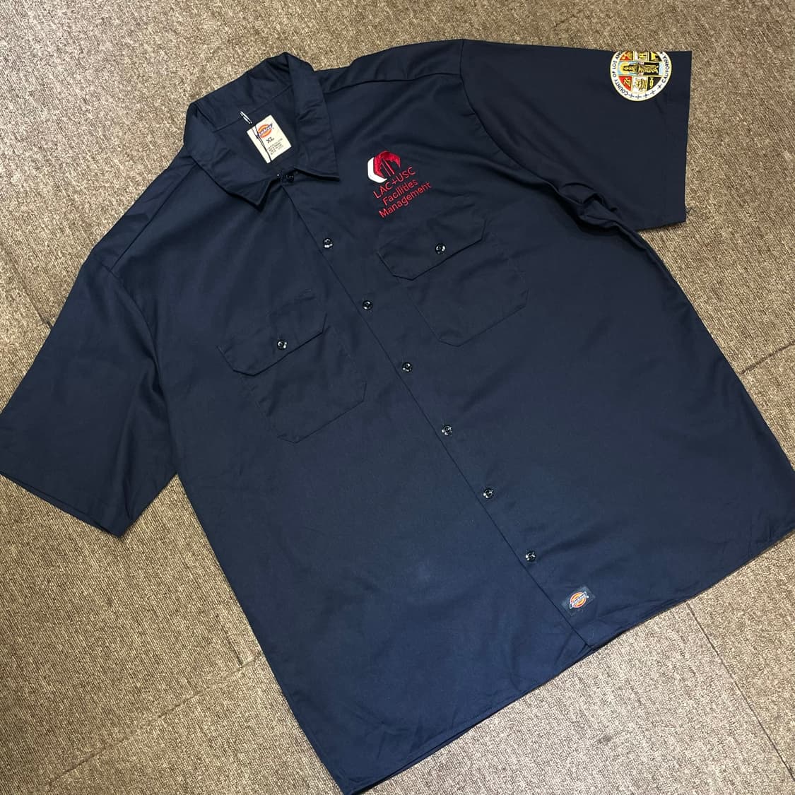 (XL) Dickies 디키즈 반팔 워크 셔츠 패치 네이비 상품이미지1