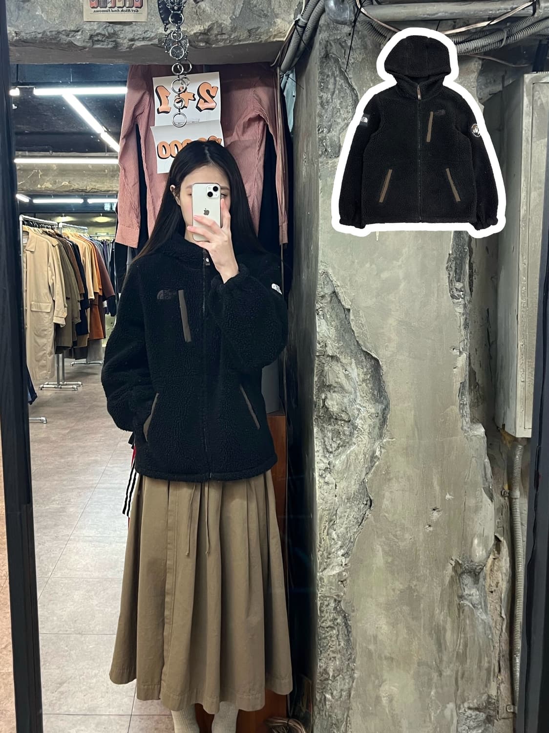 노스페이스 플리스 후드 자켓 블랙 키즈 160 #csz2994 상품이미지1