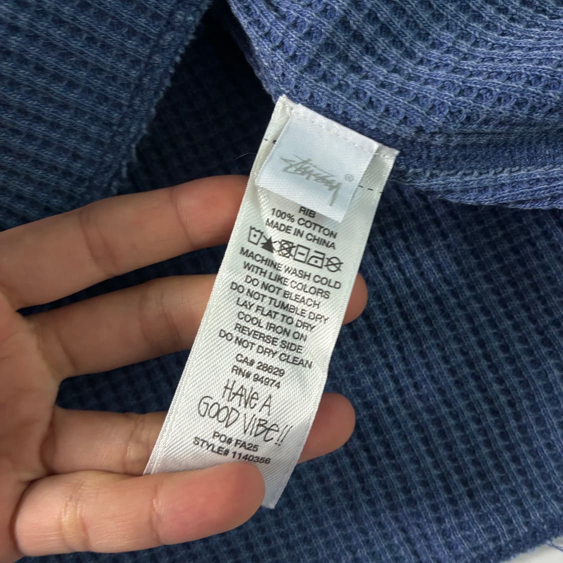 Stussy  스투시 래글런 써멀 블루 롱슬리브 와플니트  상품이미지6
