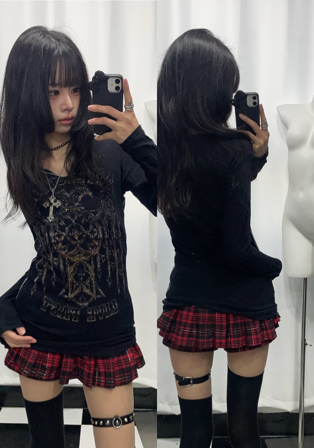 🎸블랙 프린팅 비즈 디테일 롱슬리브🎸 상품이미지1