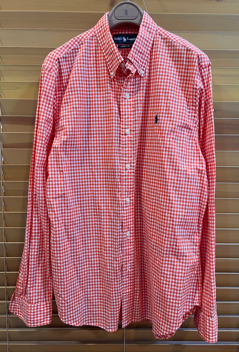 폴로랄프로렌 남성 오렌지 체크 코튼긴팔셔츠 상품이미지1