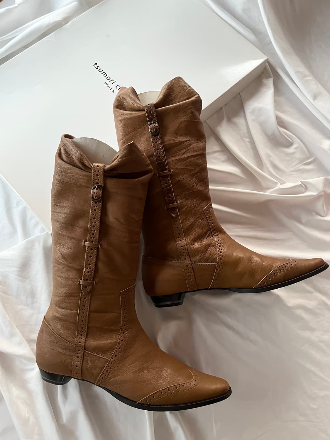 츠모리 치사토 웨스턴 버클 스트랩 소가죽 레더 부츠 상품이미지3