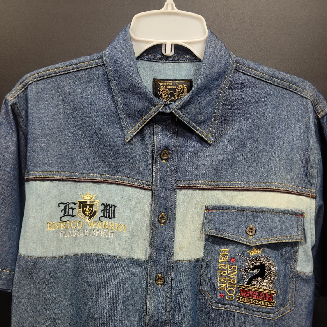 ENRICO WARREN 빈티지 자수로고 포켓 셔츠 상품이미지2